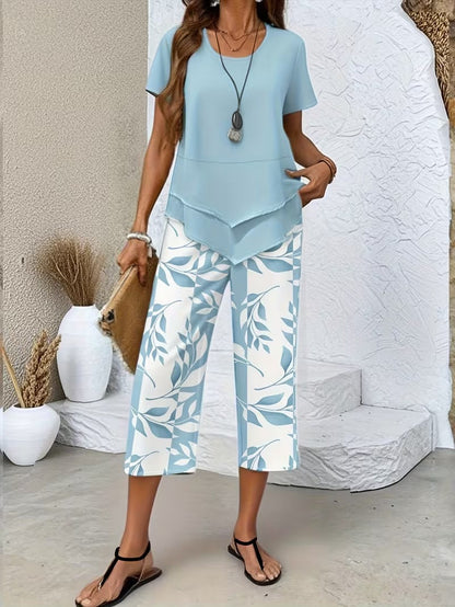 Maria | Women's Leaf Print Two Piece Set