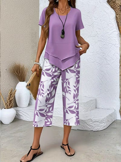 Maria | Women's Leaf Print Two Piece Set