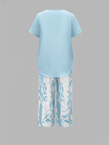 Maria | Women's Leaf Print Two Piece Set