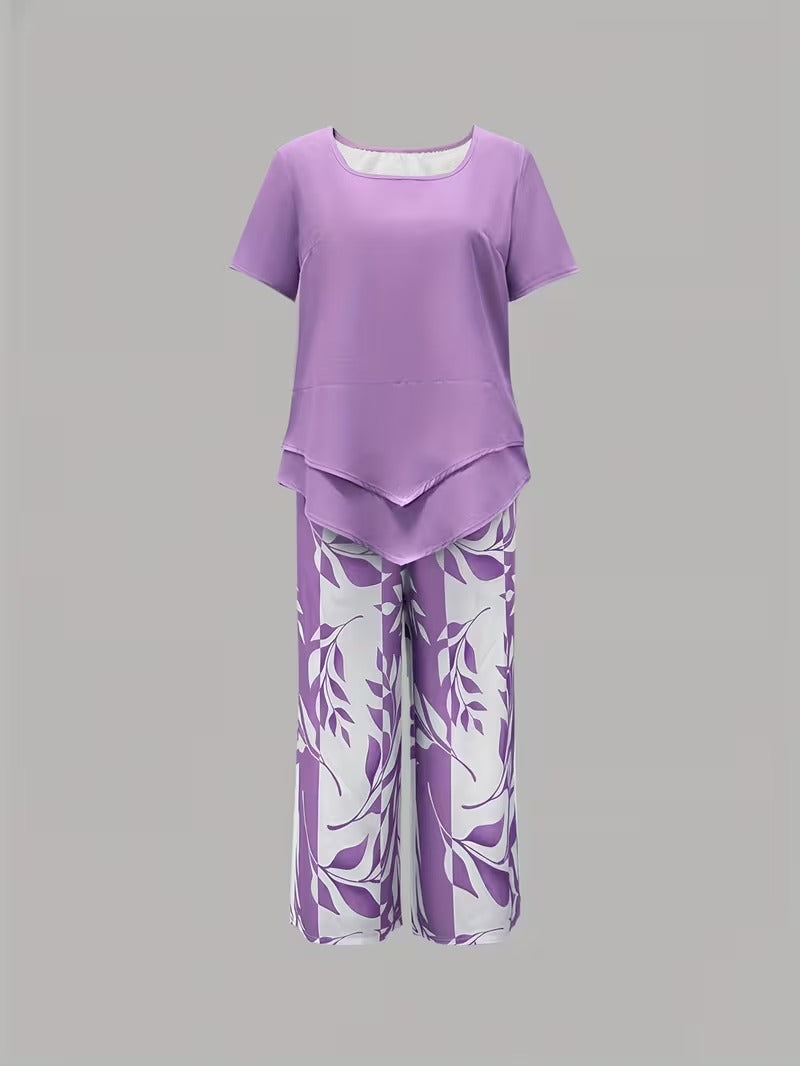 Maria | Women's Leaf Print Two Piece Set
