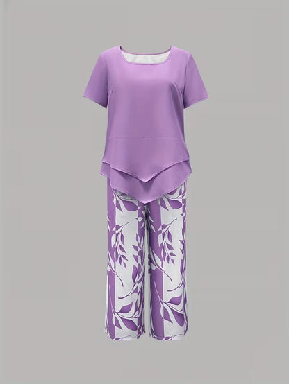 Maria | Women's Leaf Print Two Piece Set