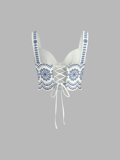 Jean | Women's Embroidered Crop Top & Full-Length Skirt Co-Ord Set