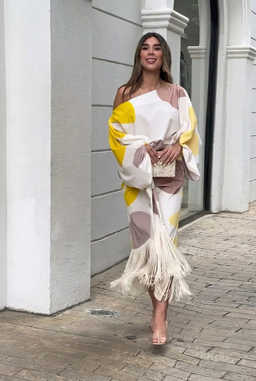 Marissa | Women's One Shoulder Fringe Midi Set