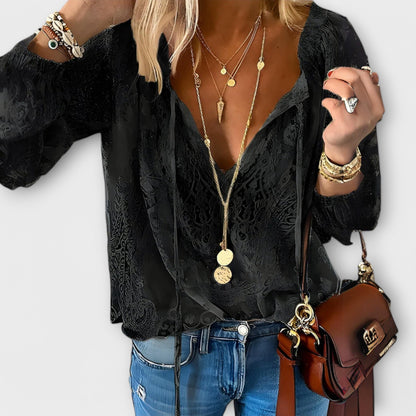 Dawn | Women's V-Neck Long Sleeve Lace Blouse