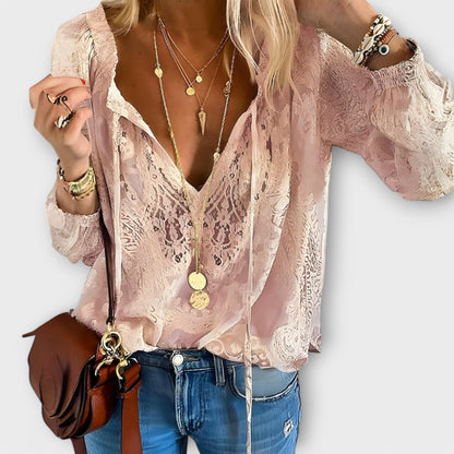 Dawn | Women's V-Neck Long Sleeve Lace Blouse
