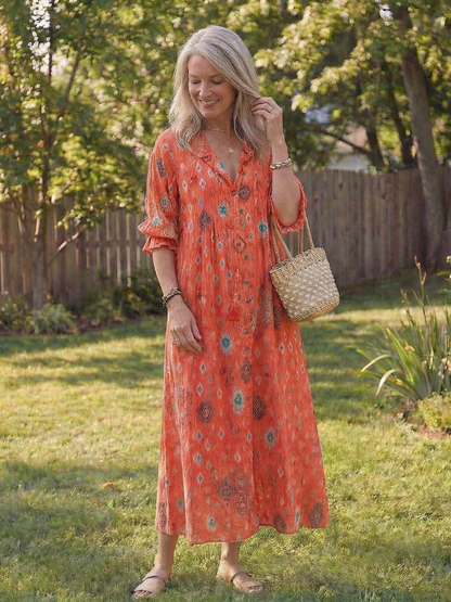 Gabriella | Women's Botanical Button Front Maxi Dress