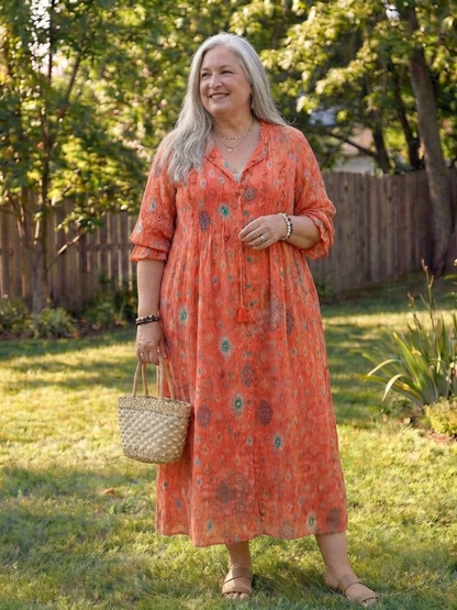 Gabriella | Women's Botanical Button Front Maxi Dress