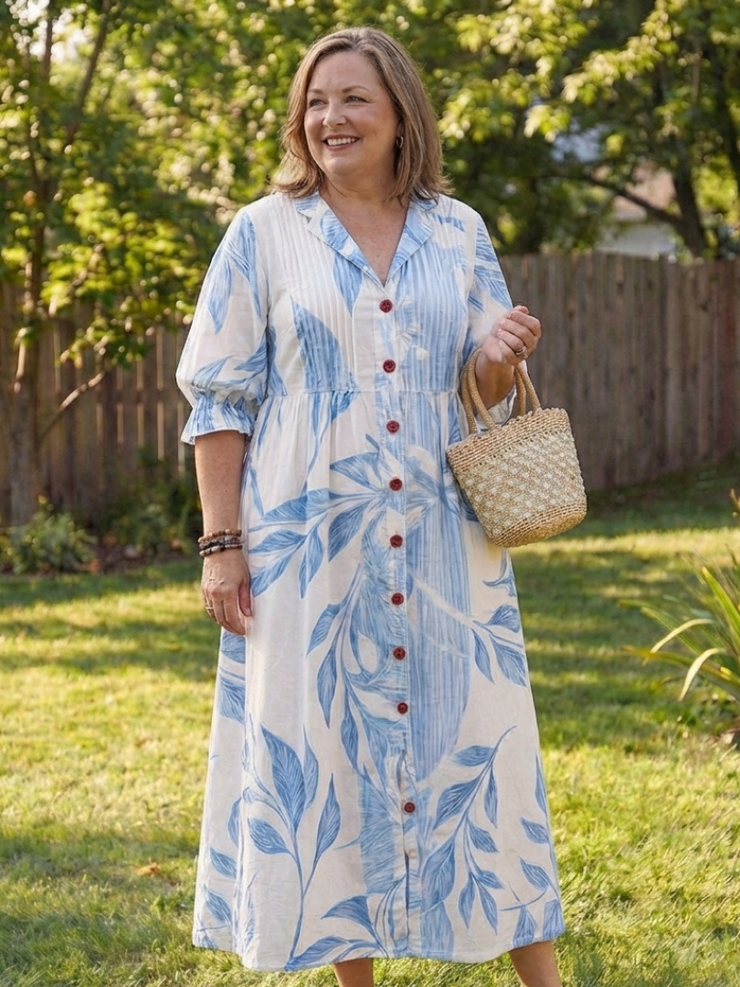Gabriella | Women's Botanical Button Front Maxi Dress