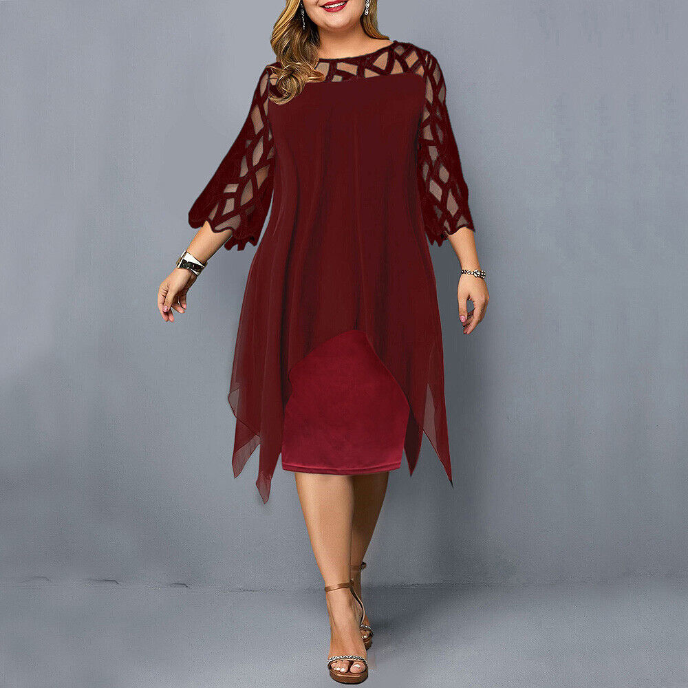 Alexis | Women's Plus Size Flowy Draped Mid-Length Dress