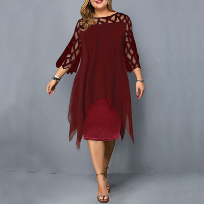 Alexis | Women's Plus Size Flowy Draped Mid-Length Dress