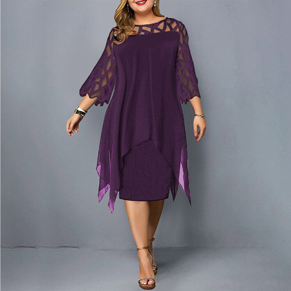 Alexis | Women's Plus Size Flowy Draped Mid-Length Dress