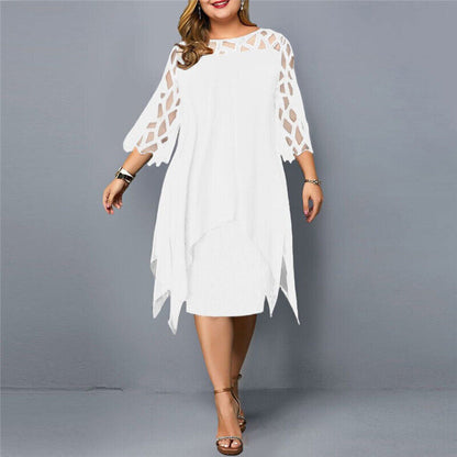 Alexis | Women's Plus Size Flowy Draped Mid-Length Dress