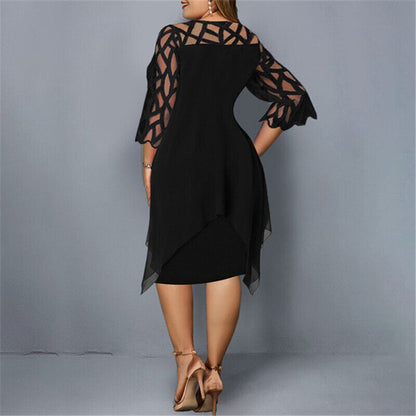 Alexis | Women's Plus Size Flowy Draped Mid-Length Dress