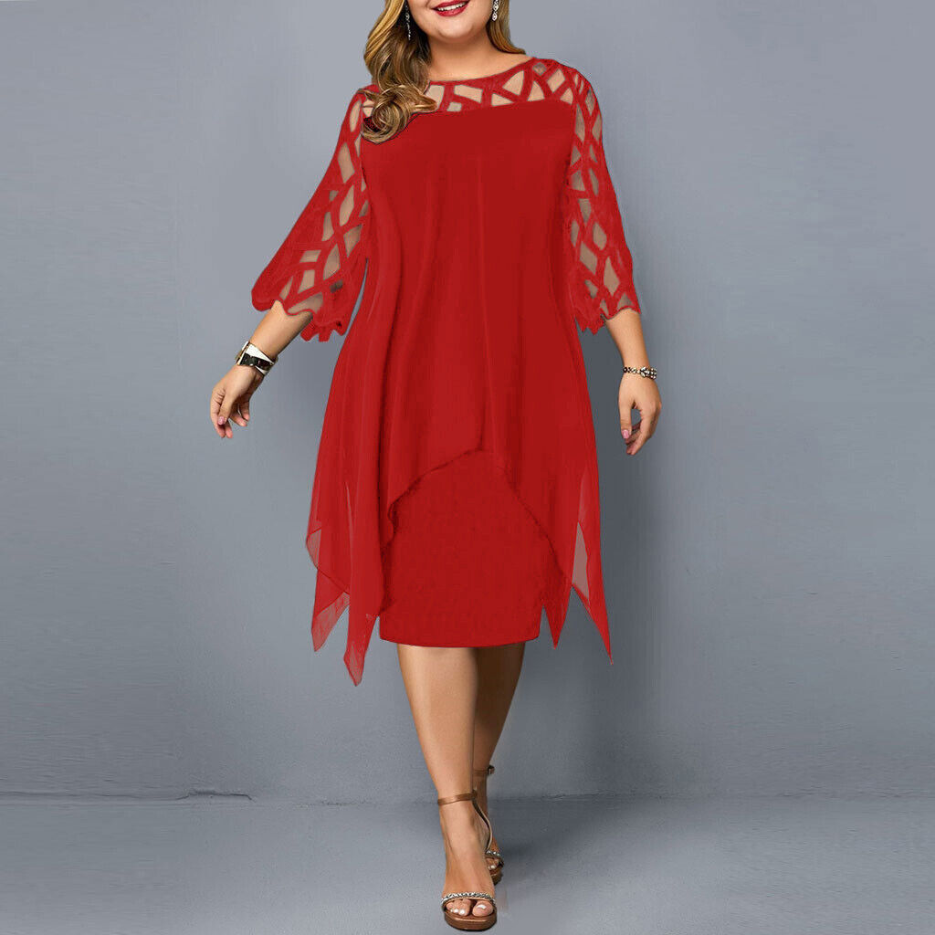 Alexis | Women's Plus Size Flowy Draped Mid-Length Dress
