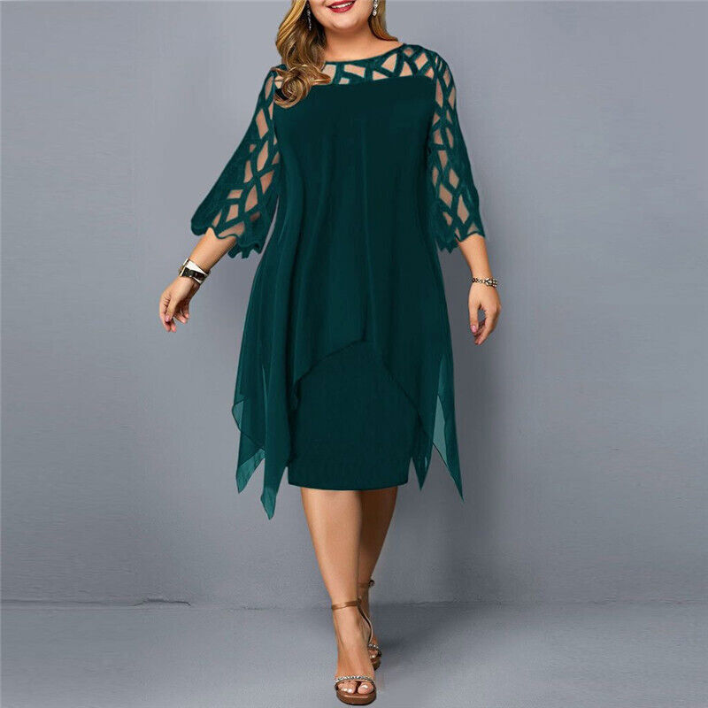 Alexis | Women's Plus Size Flowy Draped Mid-Length Dress