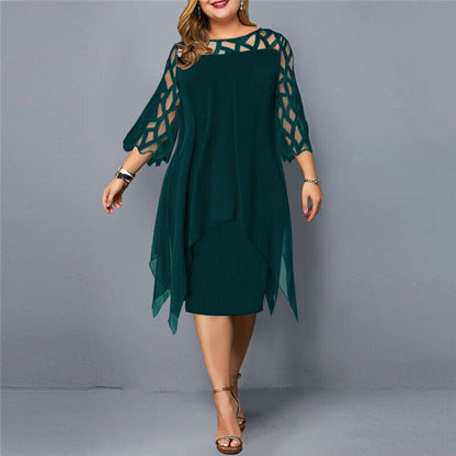 Alexis | Women's Plus Size Flowy Draped Mid-Length Dress
