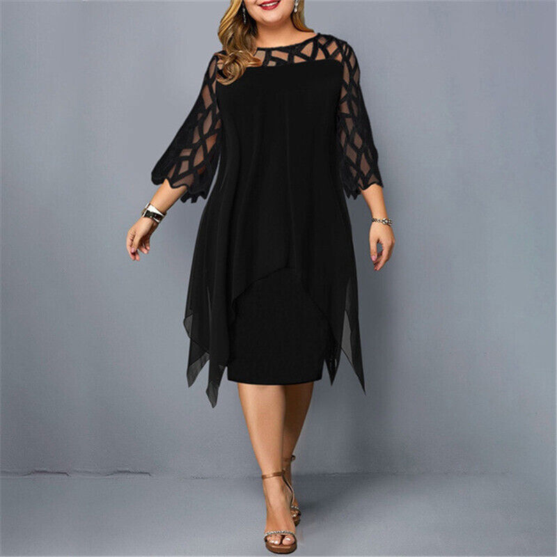 Alexis | Women's Plus Size Flowy Draped Mid-Length Dress