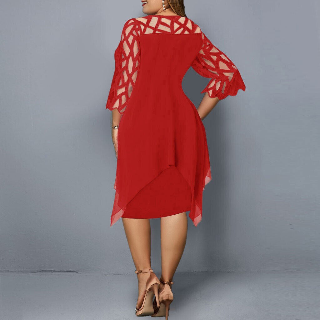 Alexis | Women's Plus Size Flowy Draped Mid-Length Dress
