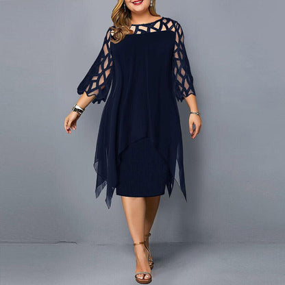 Alexis | Women's Plus Size Flowy Draped Mid-Length Dress