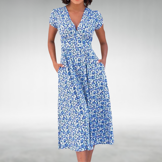 Jade | Women's Floral V-Neck Mid-Length Dress