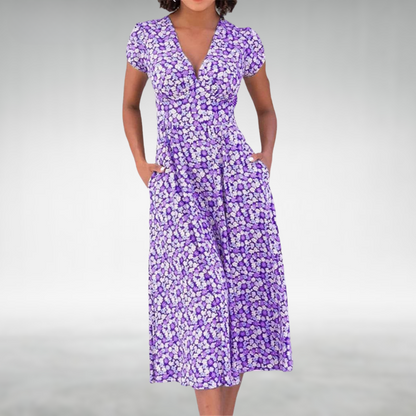 Jade | Women's Floral V-Neck Mid-Length Dress