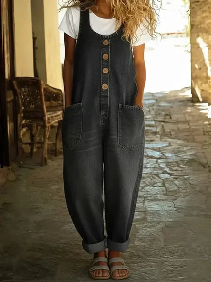 Shannon | Women's Overalls Loose Fit No-Sleeve Jumpsuit