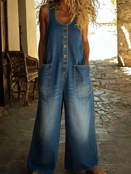 Shannon | Women's Overalls Loose Fit No-Sleeve Jumpsuit