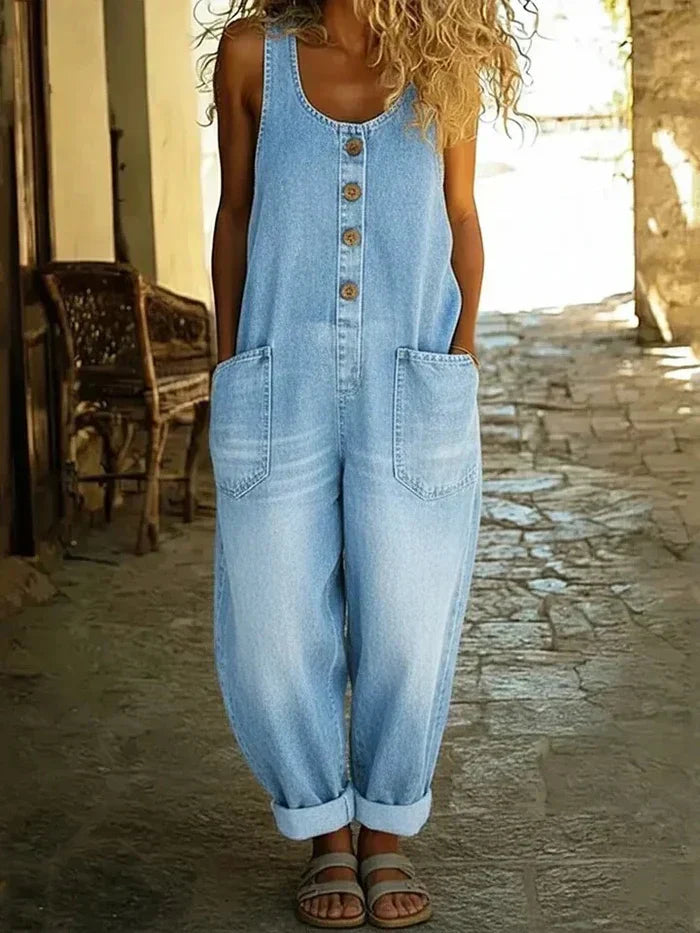 Shannon | Women's Overalls Loose Fit No-Sleeve Jumpsuit