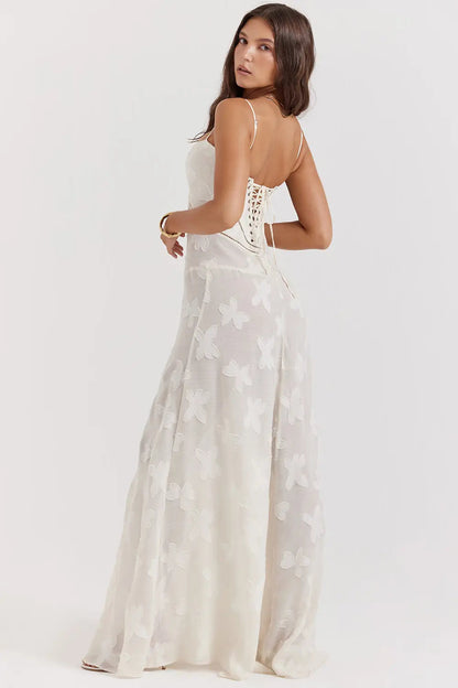Elena | Long Summer Dress with Open Back and Adjustable Straps