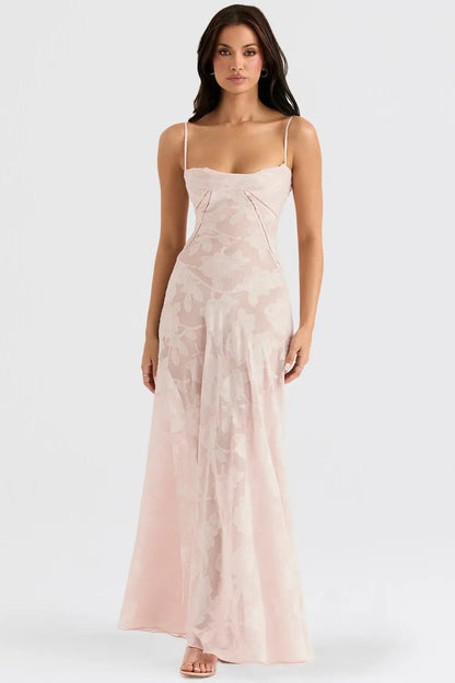 Elena | Long Summer Dress with Open Back and Adjustable Straps