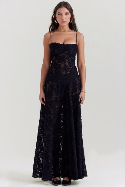 Elena | Long Summer Dress with Open Back and Adjustable Straps