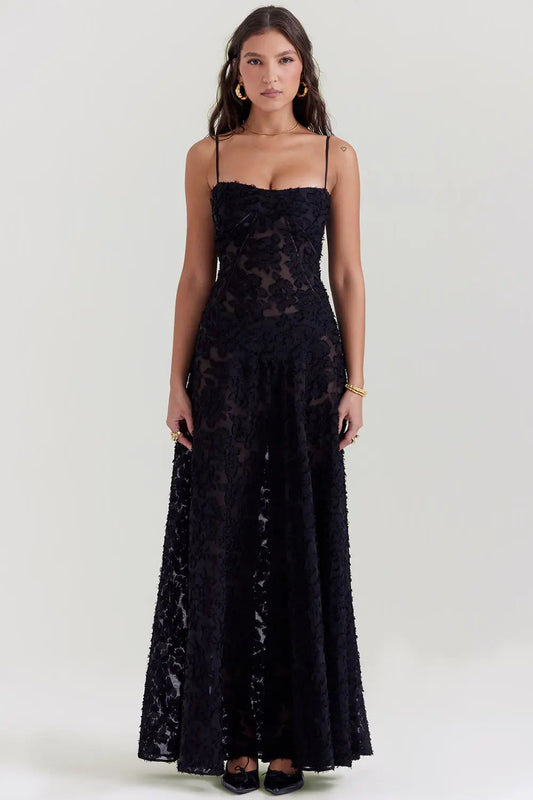 Elena | Long Summer Dress with Open Back and Adjustable Straps