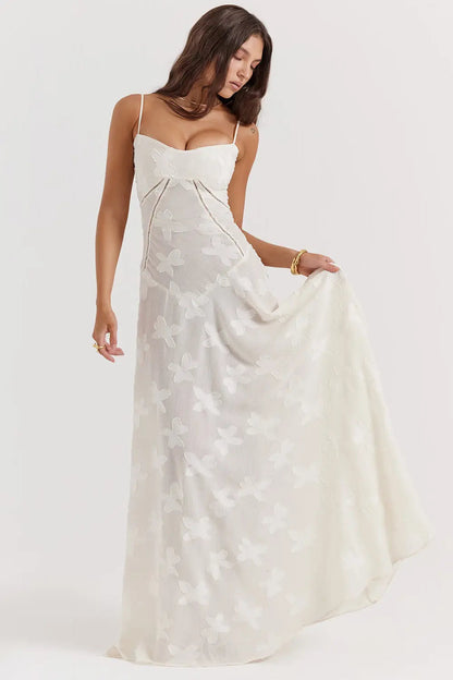 Elena | Long Summer Dress with Open Back and Adjustable Straps