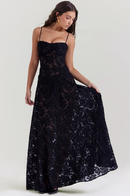 Elena | Long Summer Dress with Open Back and Adjustable Straps