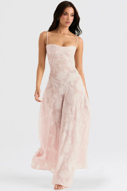 Elena | Long Summer Dress with Open Back and Adjustable Straps