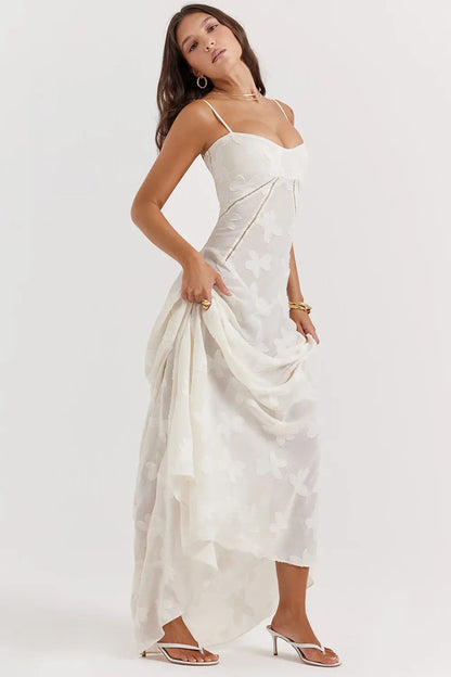 Elena | Long Summer Dress with Open Back and Adjustable Straps