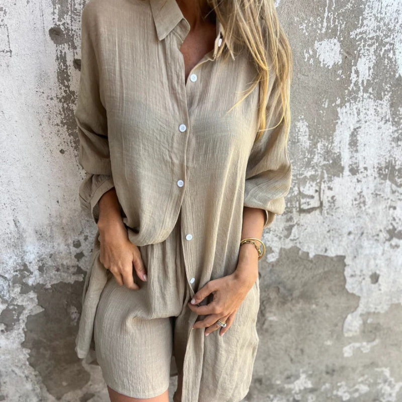 Lily | Women's Two-Piece Button-Up Shirt and Pants Set