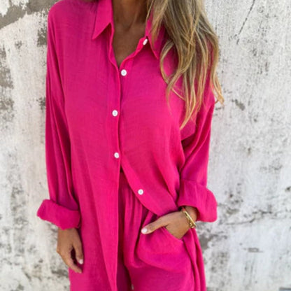 Lily | Women's Two-Piece Button-Up Shirt and Pants Set