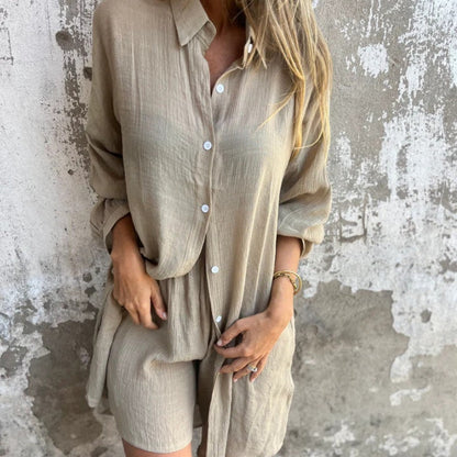 Lily | Women's Two-Piece Button-Up Shirt and Pants Set