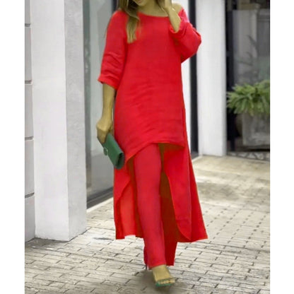 Claudia | Women's Two Piece Set Longline Tunic Wide Leg Pants