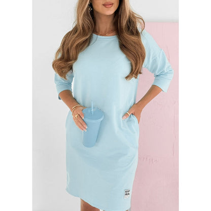 Journee | Women's Everyday Sweatshirt Dress Three-Quarter Sleeve Short Dress
