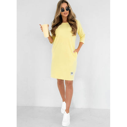 Journee | Women's Everyday Sweatshirt Dress Three-Quarter Sleeve Short Dress