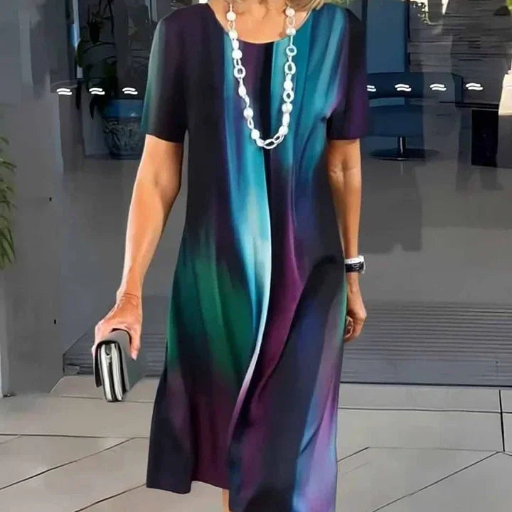 Vivian | Women's Print Mid-Length Dress Short-Sleeved A-Line Everyday