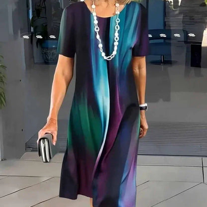 Vivian | Women's Print Mid-Length Dress Short-Sleeved A-Line Everyday
