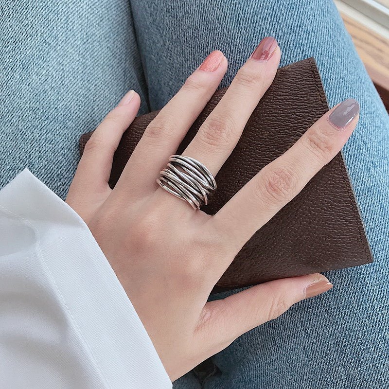 Gina | Sterling Silver Adjustable Layered Ring