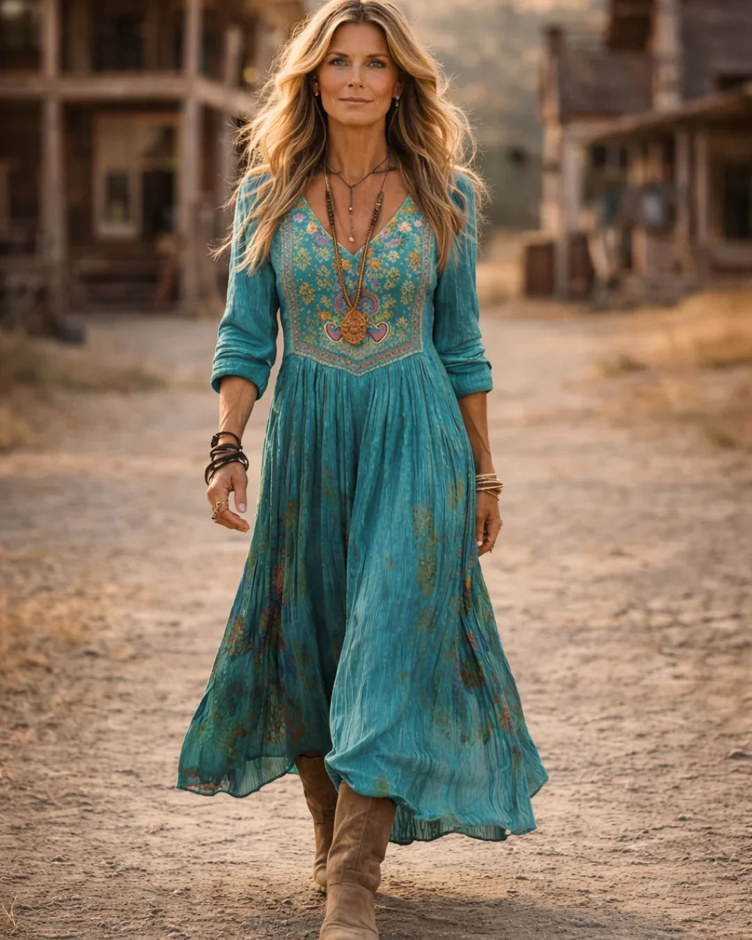 Jasmine | Women's Embroidered V Neck Maxi Dress