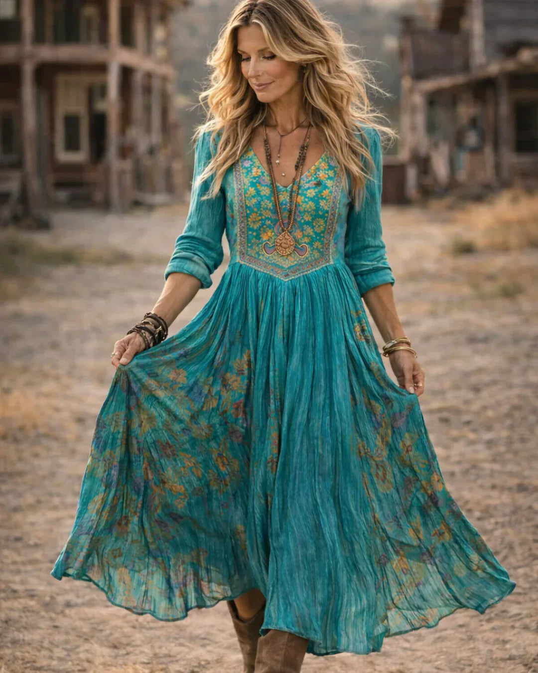Jasmine | Women's Embroidered V Neck Maxi Dress