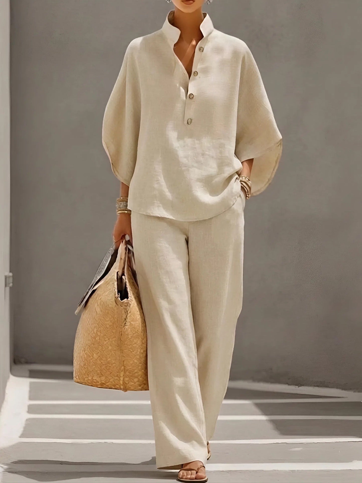 Debra | Women's Button Up Wide Leg Set