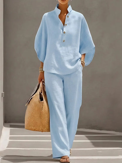 Debra | Women's Button Up Wide Leg Set
