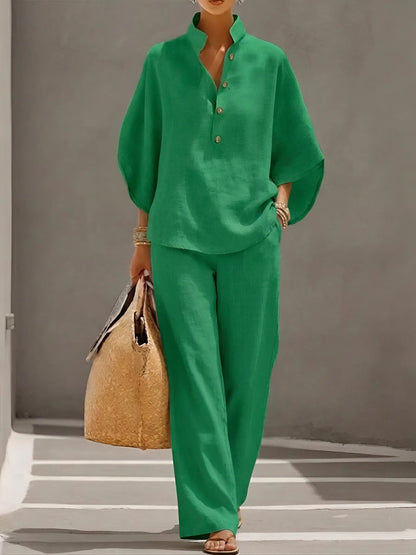 Debra | Women's Button Up Wide Leg Set